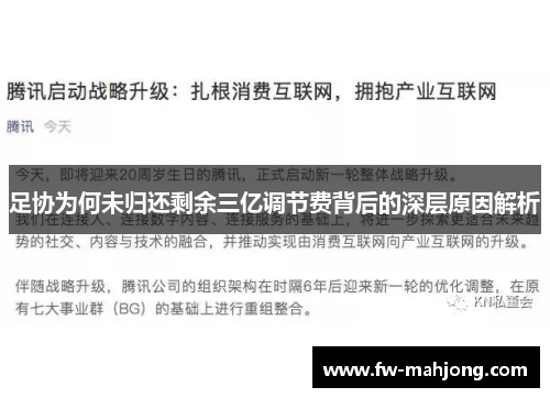 足协为何未归还剩余三亿调节费背后的深层原因解析